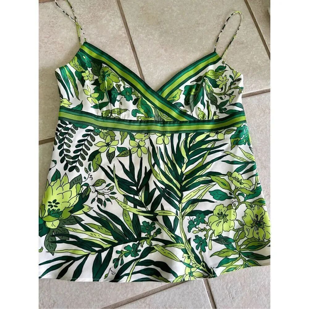 J.Crew Tropical Print V-Neck Sleeveless Top